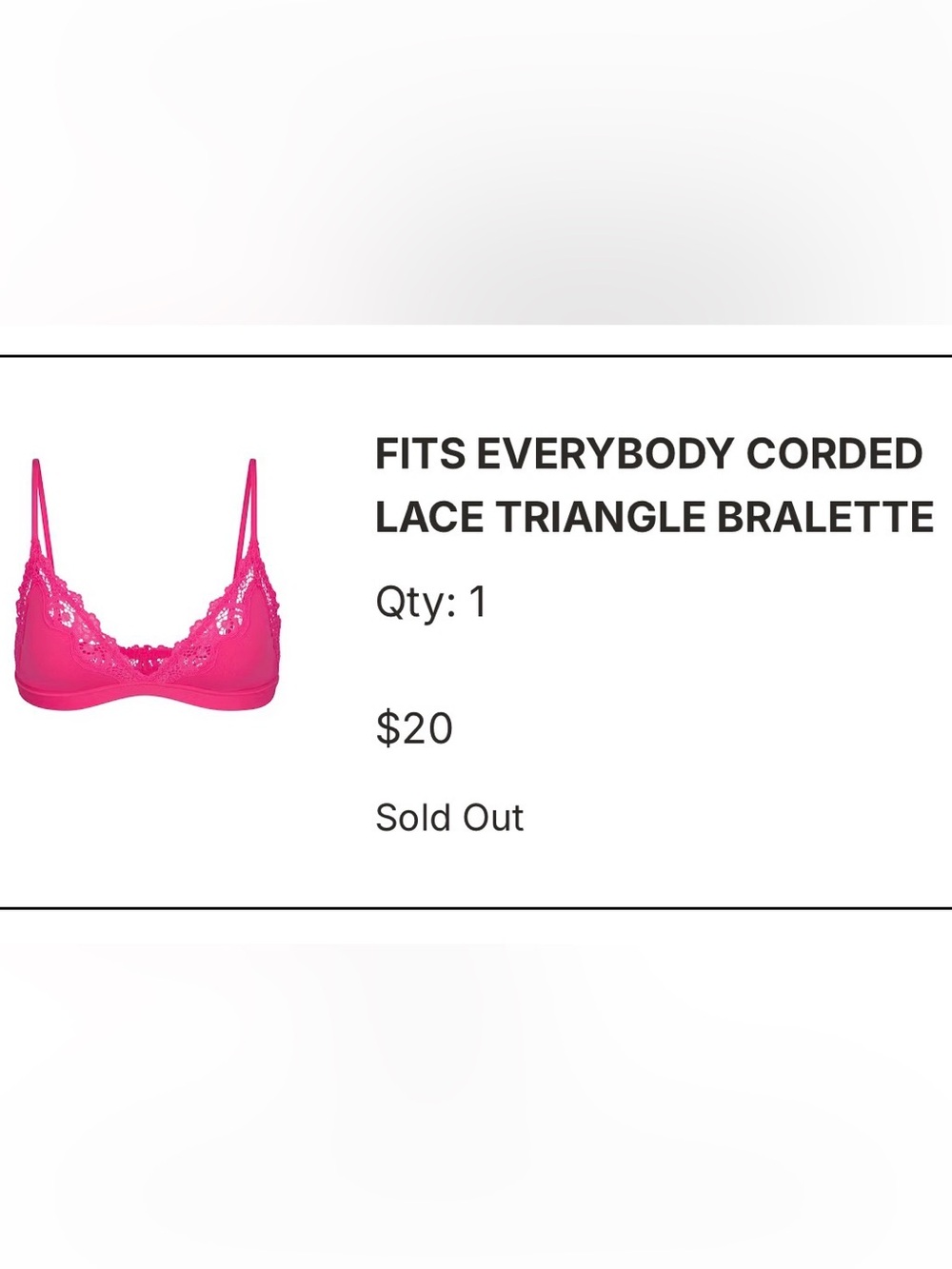 SKIMS Fits Everybody Corded Lace Triangle Bralette — Hot Pink